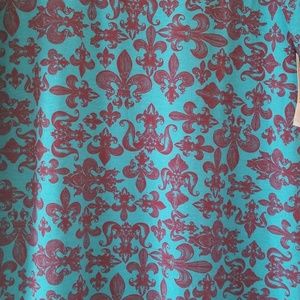 NWT LuLaRoe Teal Fleur de Lis Irma Sz XS